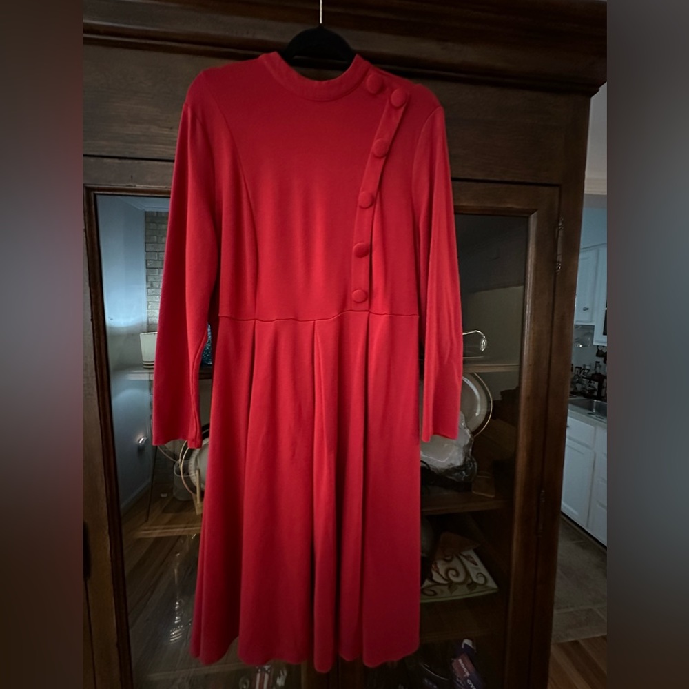 Red ELOQUII Dress with Button Detail